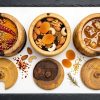 wooden_jars_flat_lay Ribbed Beehive Wooden Barrel Jars (لکڑی کا چھتہ برتن)